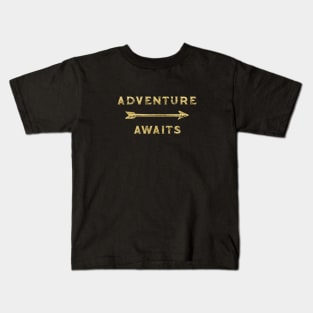 Adventure Awaits - Gold Compass Kids T-Shirt